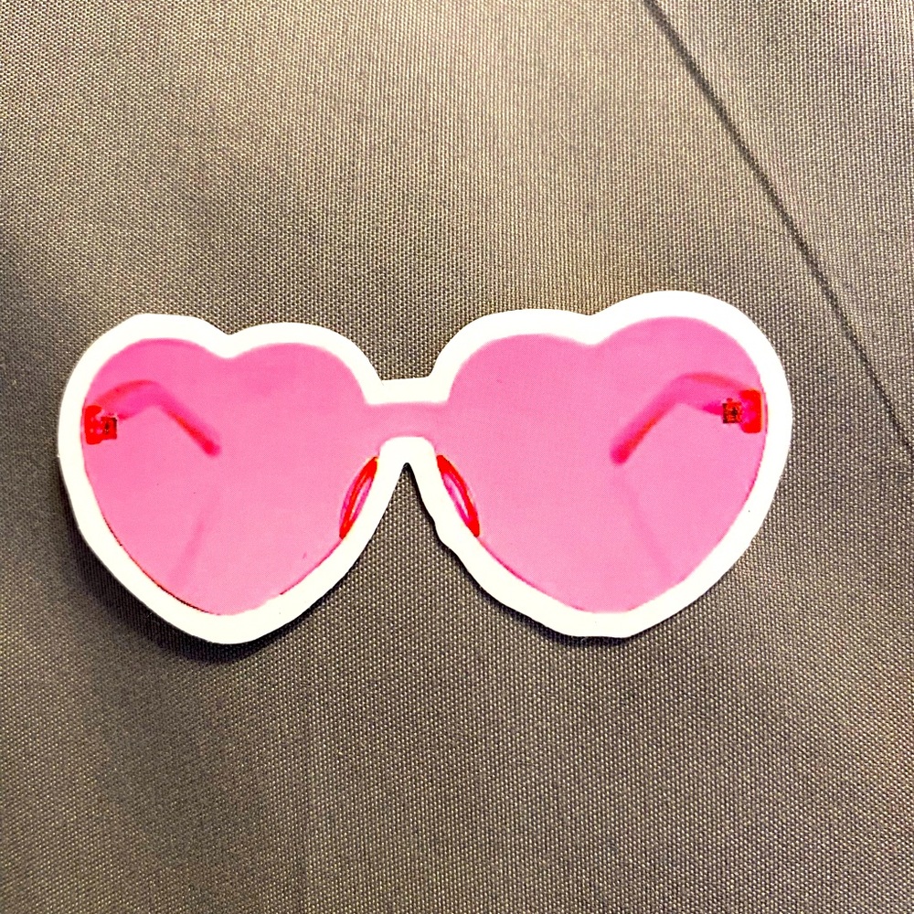 🌈20/$12🌈 Heart-Shaped Pink Sunglasses Sticker